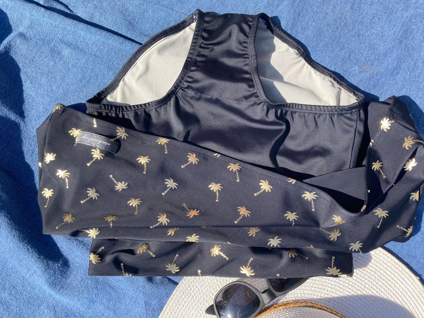 High-waisted Swim Skirt in Navy Arrow Print