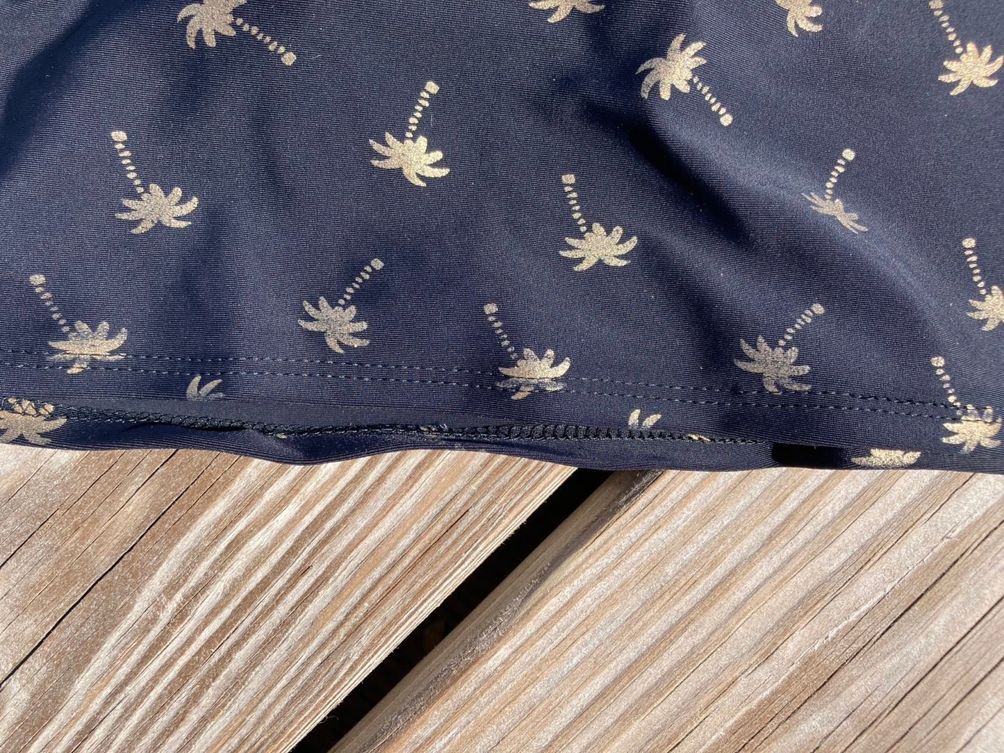 High-waisted Swim Skirt in Black Palm Print