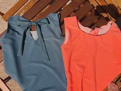 Bow Back Tankini in Black Palm Print