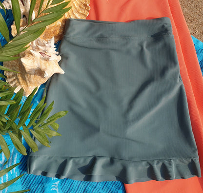 High-waisted Swim Skirt in Pale Cacti