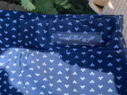 High-waisted Swim Skirt in Navy Arrow Print