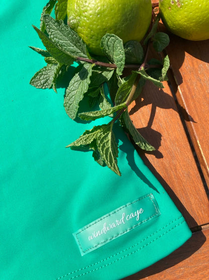 Ruffle Swim Top in Cool Green