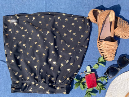 High-waisted Swim Skirt in Navy Arrow Print