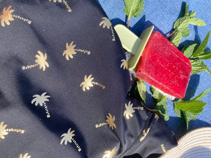 High-waisted Swim Skirt in Navy Arrow Print