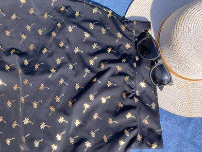 High-waisted Swim Skirt in Navy Arrow Print