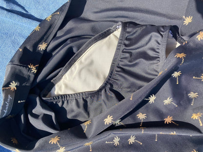 High-waisted Swim Skirt in Navy Arrow Print