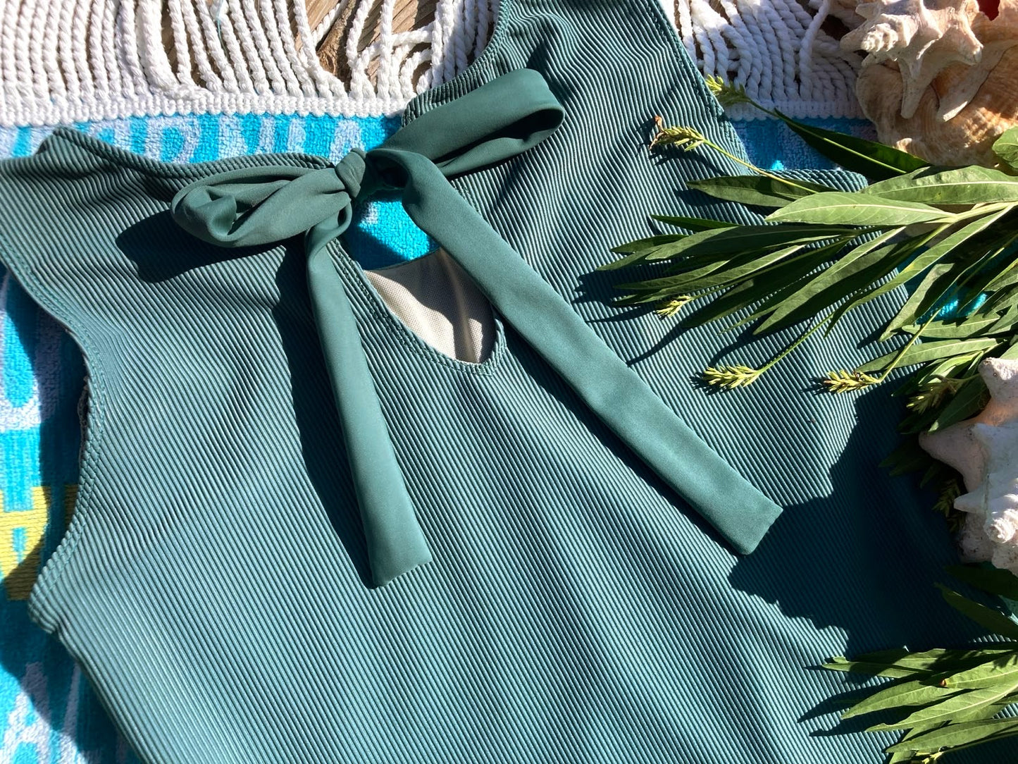 Ribbed Bow Back Tankini