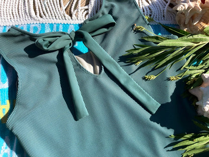 Ribbed Bow Back Tankini