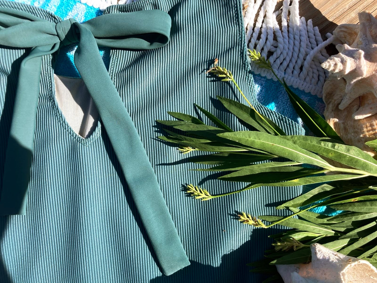 Ribbed Bow Back Tankini