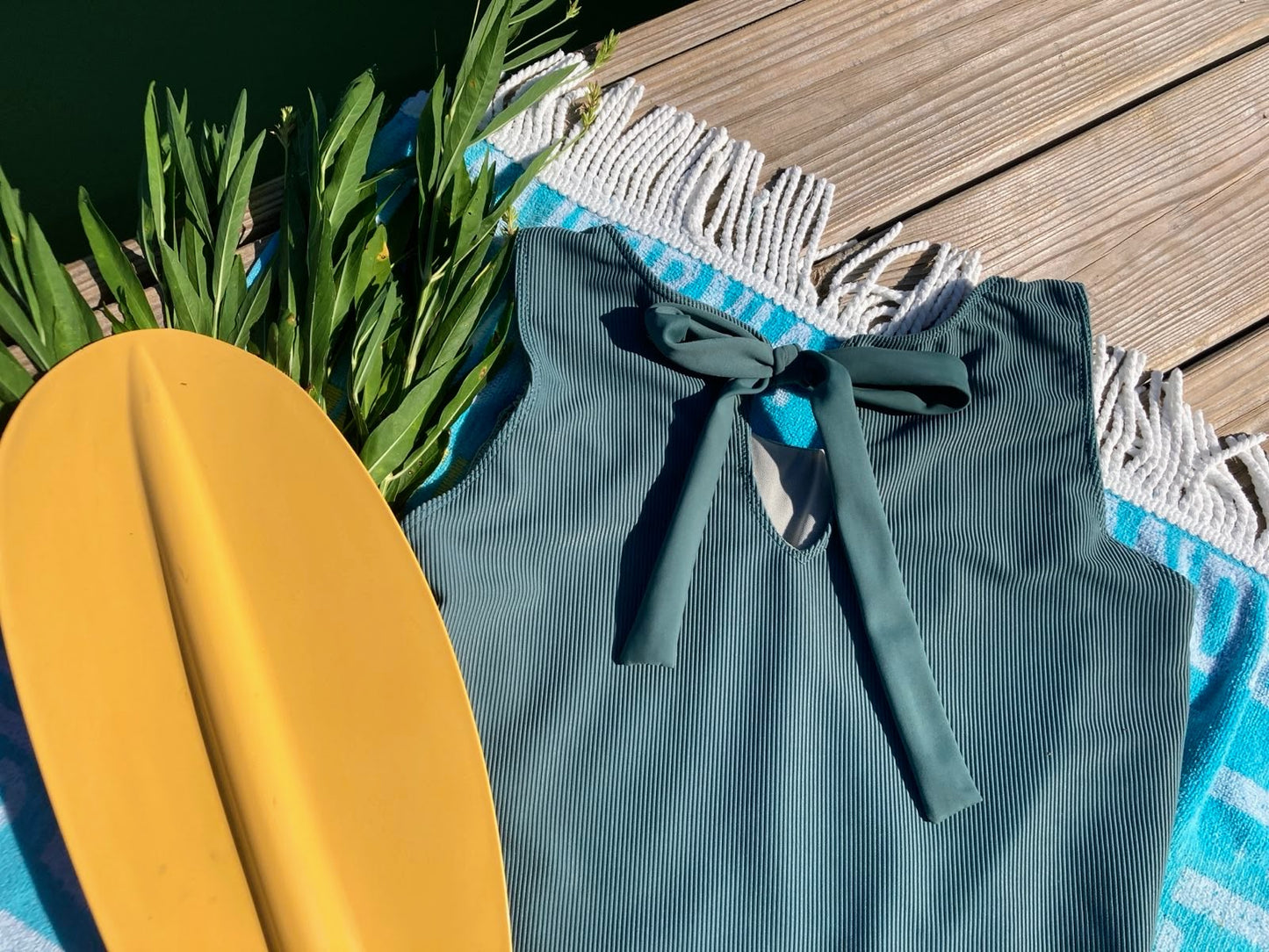 Ribbed Bow Back Tankini