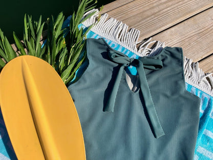 Ribbed Bow Back Tankini