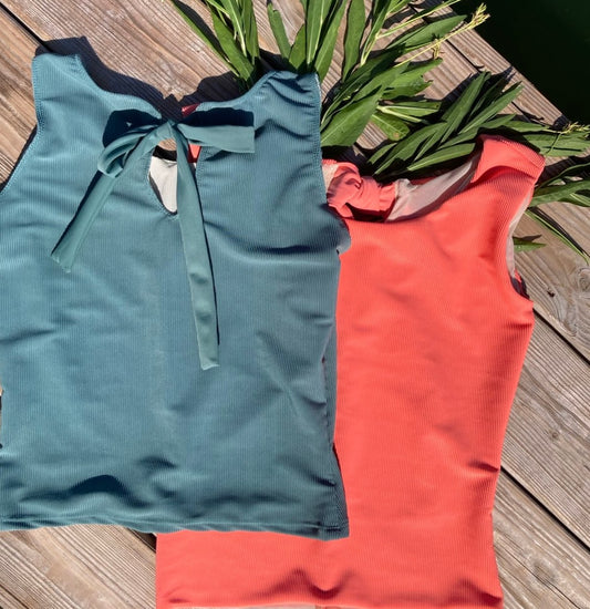 Ribbed Bow Back Tankini