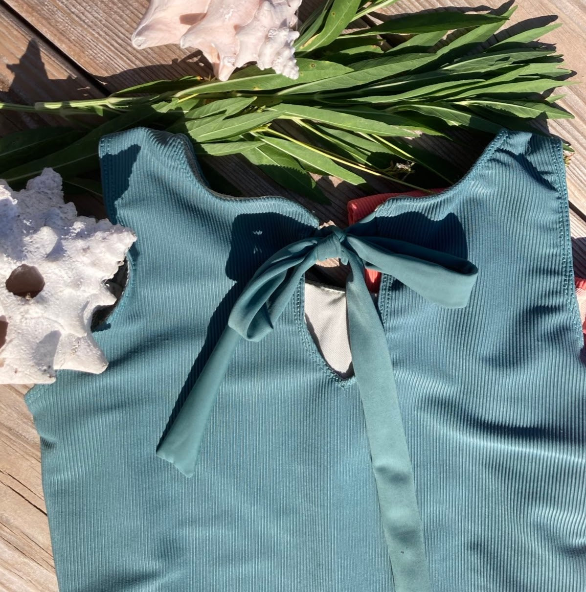 Ribbed Bow Back Tankini