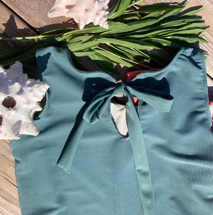 Ribbed Bow Back Tankini