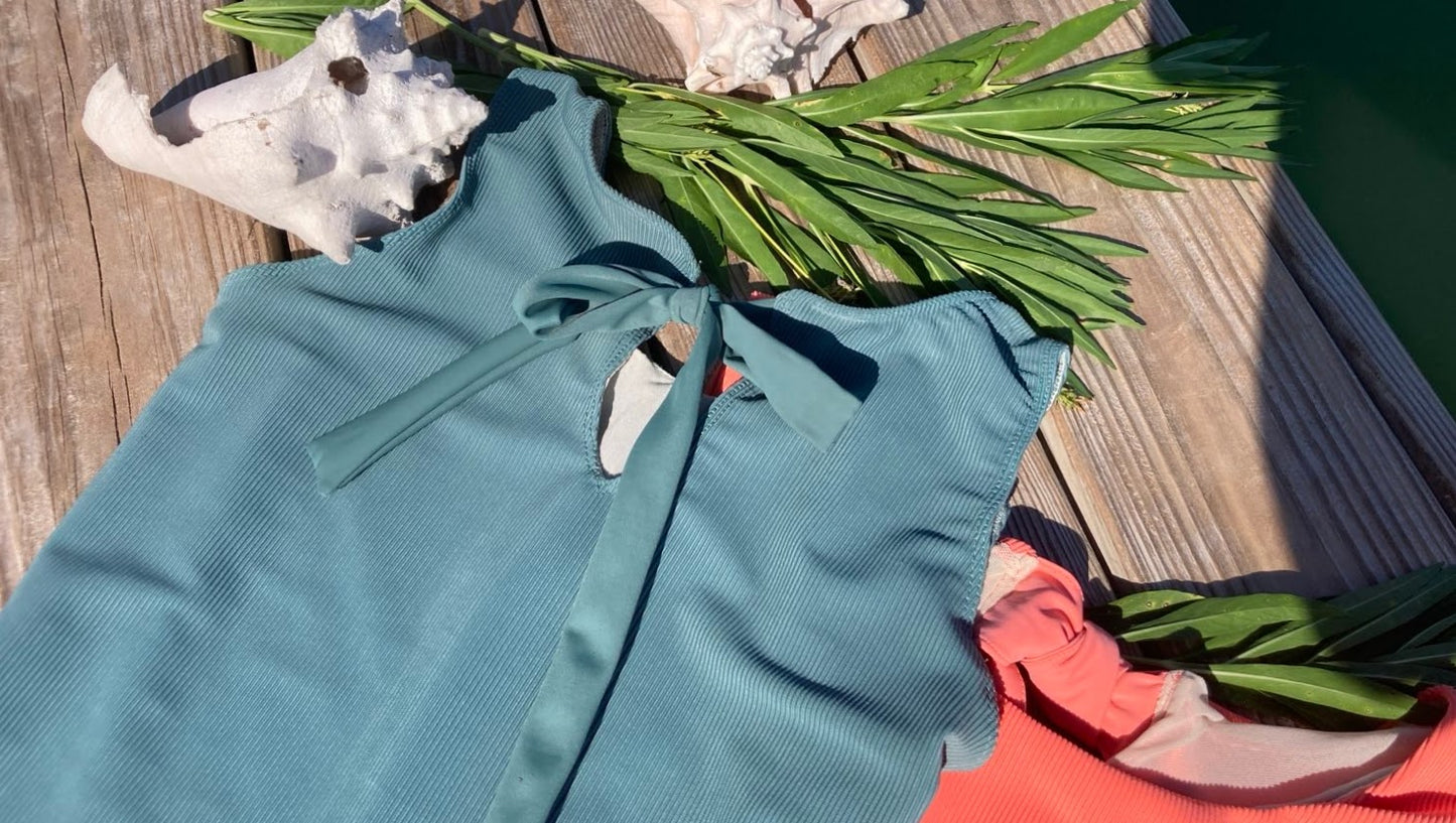 Ribbed Bow Back Tankini