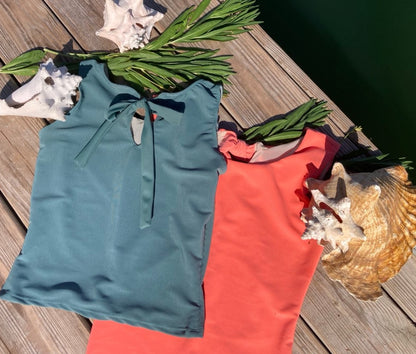 Ribbed Bow Back Tankini