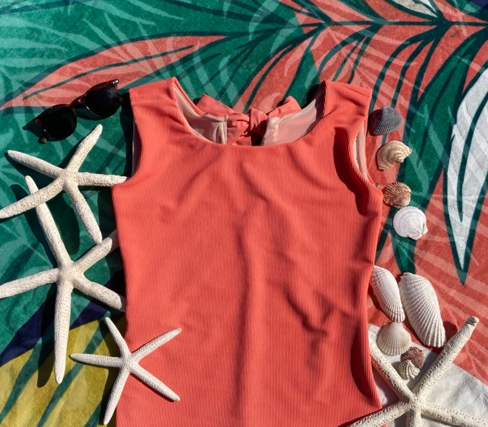 Ribbed Bow Back Tankini