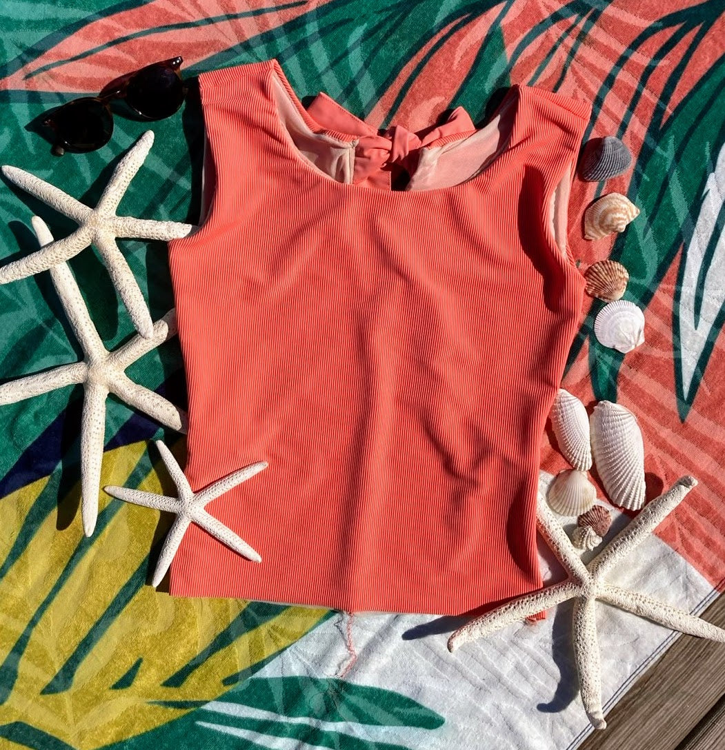 Ribbed Bow Back Tankini