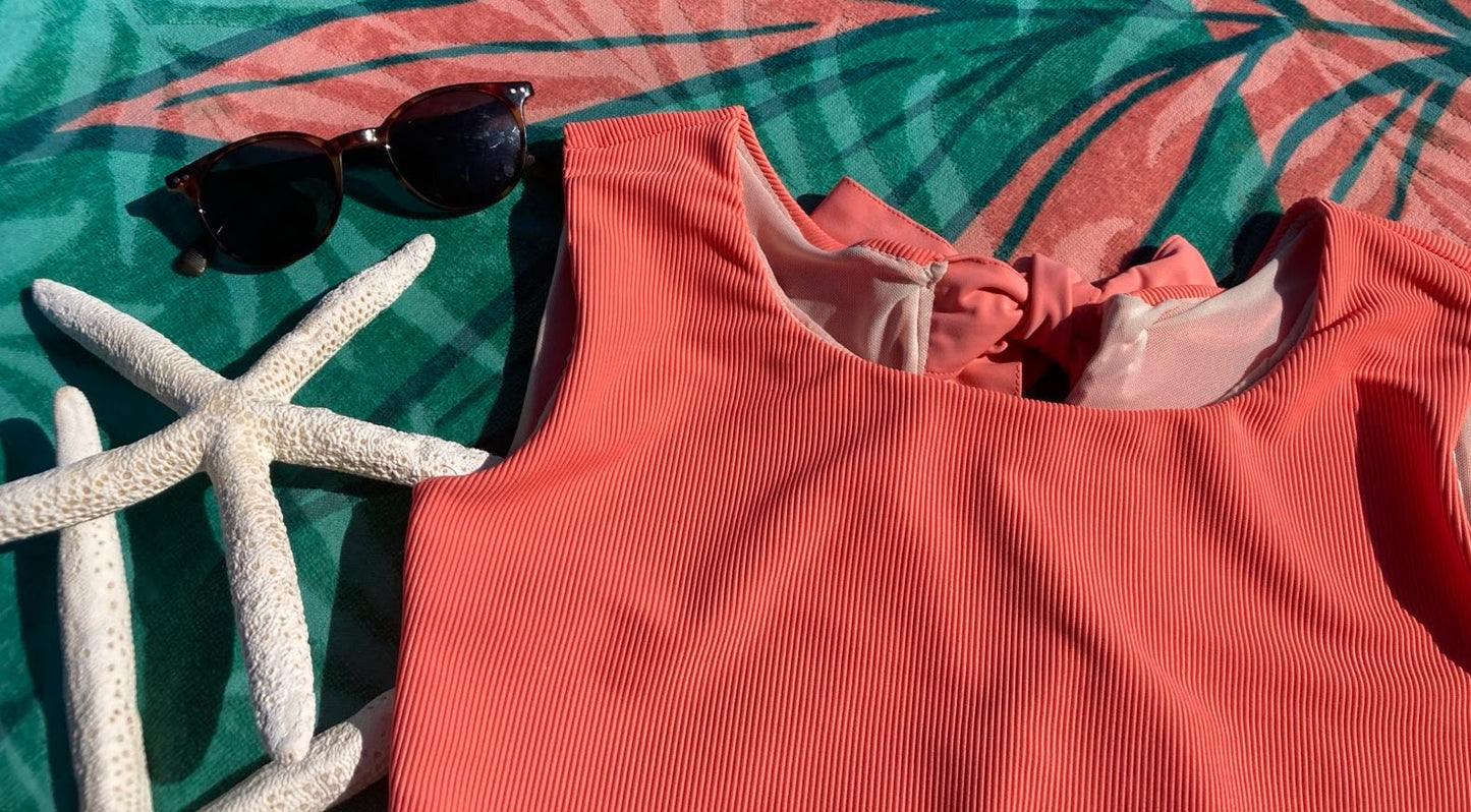 Ribbed Bow Back Tankini