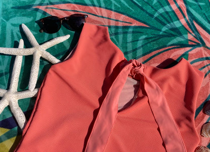 Ribbed Bow Back Tankini