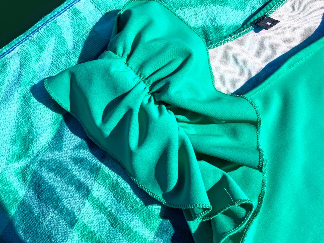 Ruffle Swim Top in Cool Green