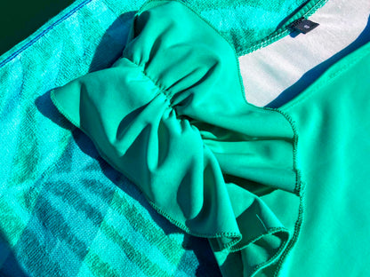 Ruffle Swim Top in Cool Green