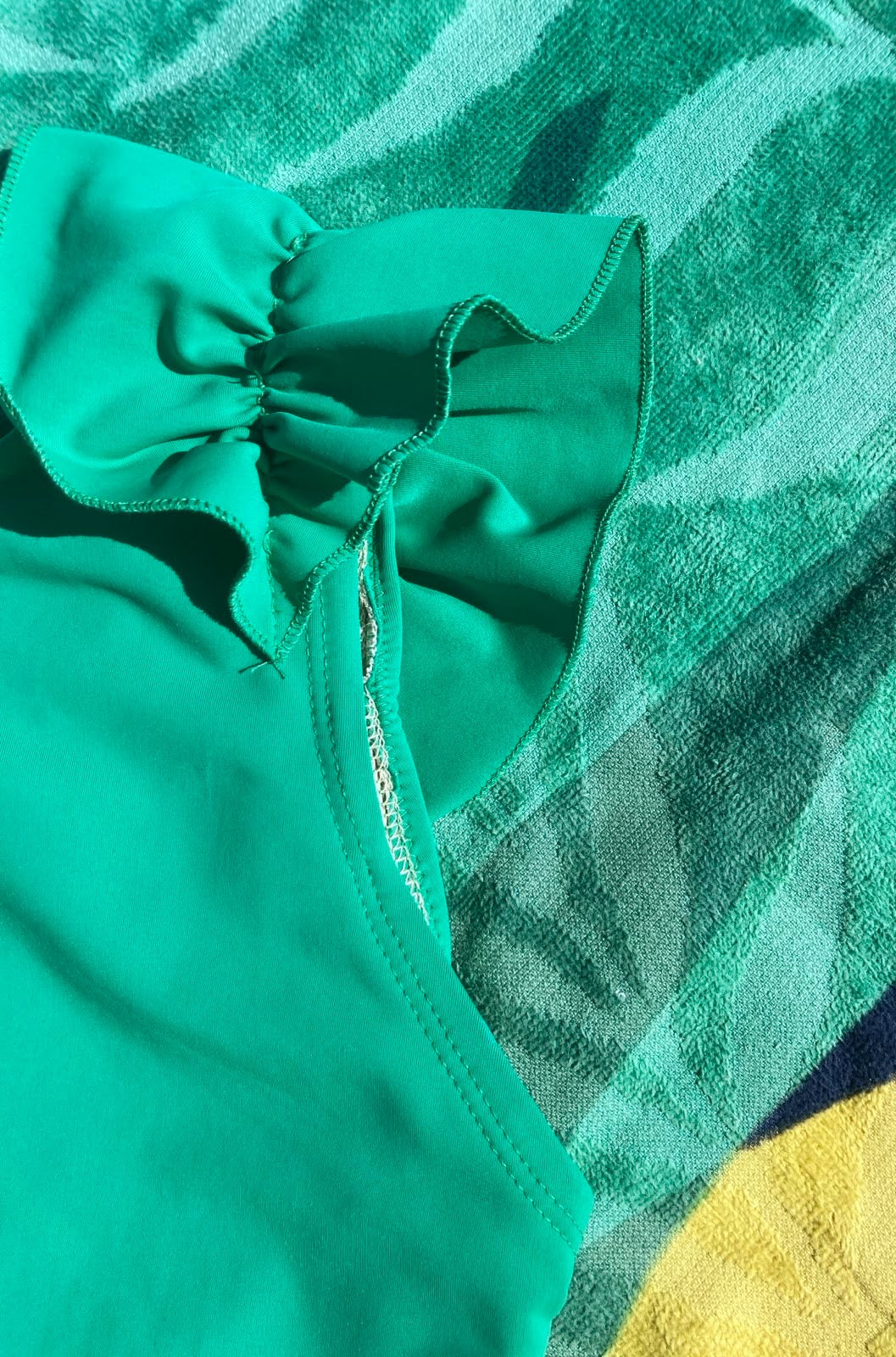 Ruffle Swim Top in Cool Green